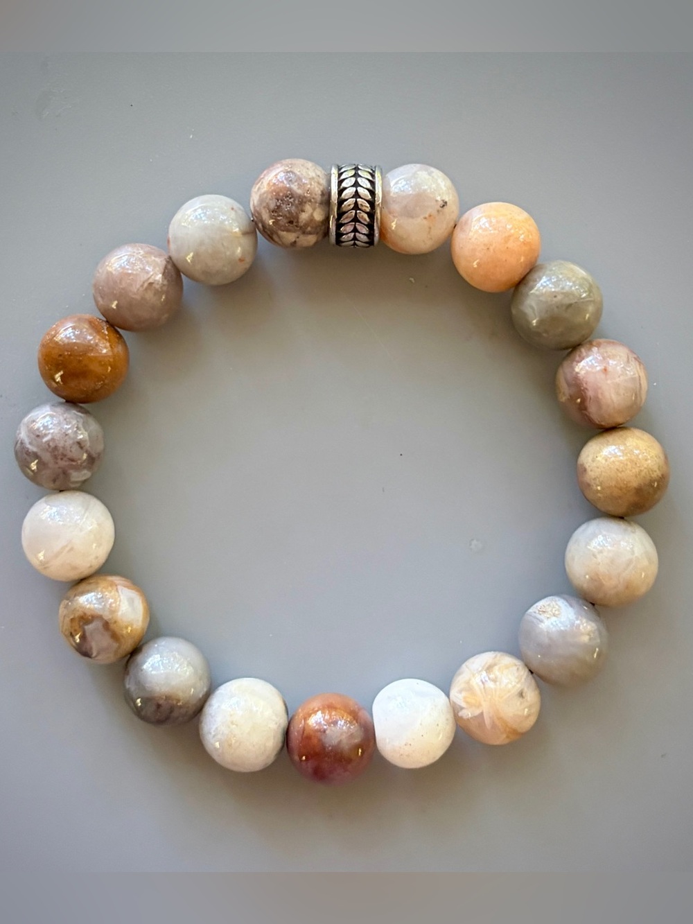 Natural Picture Jasper Handcrafted Bead Bracelet